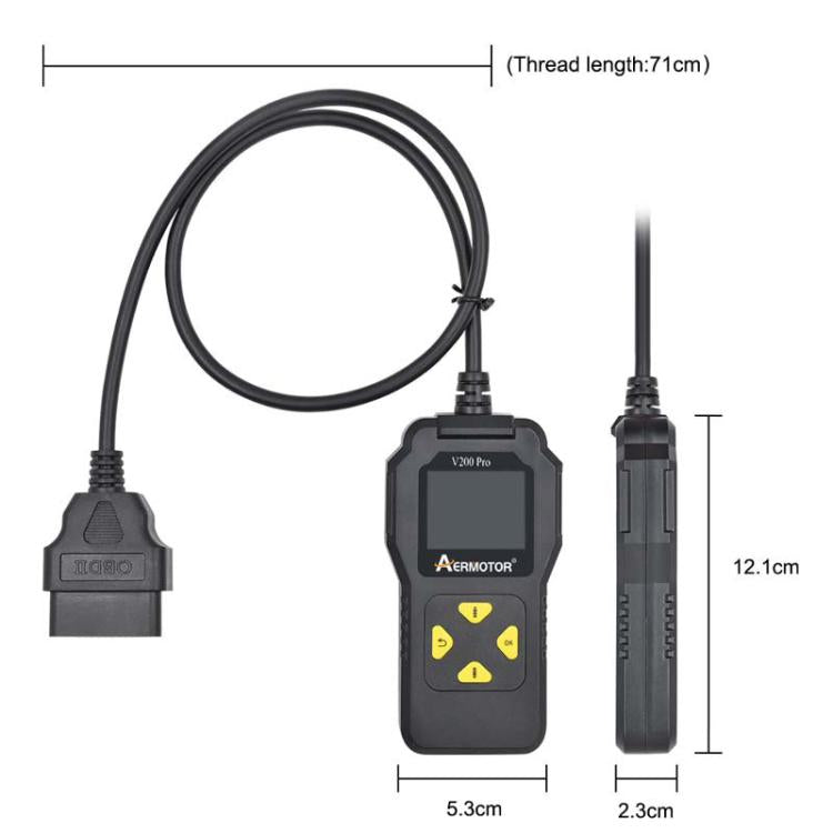 AERMOTOR V200PRO Car Troubleshooter Engine Inspection Scanner Readout Card ELM327 Battery Inspection Tool - Black