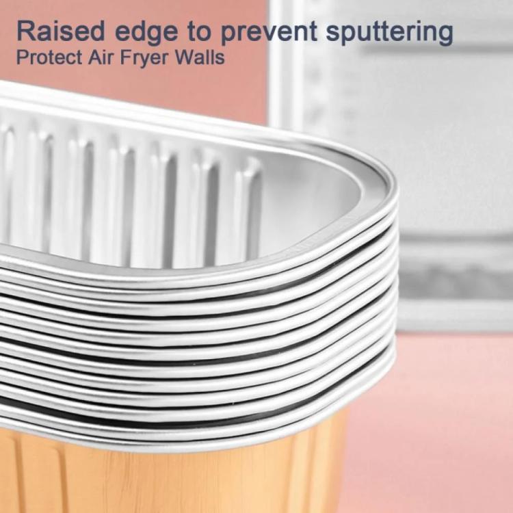 5pcs /Pack Air Fryer Rectangle Tin Box Oil-Proof Aluminum Foil BBQ Drip Tray Set