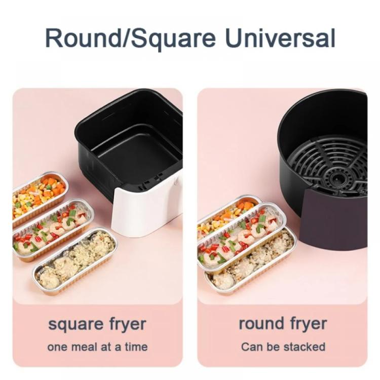 5pcs /Pack Air Fryer Rectangle Tin Box Oil-Proof Aluminum Foil BBQ Drip Tray Set