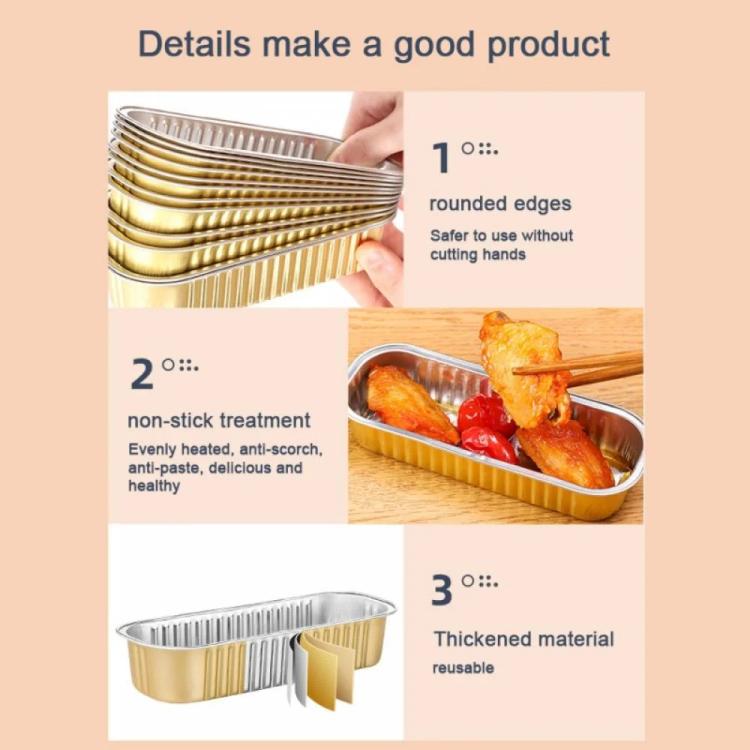 5pcs /Pack Air Fryer Rectangle Tin Box Oil-Proof Aluminum Foil BBQ Drip Tray Set
