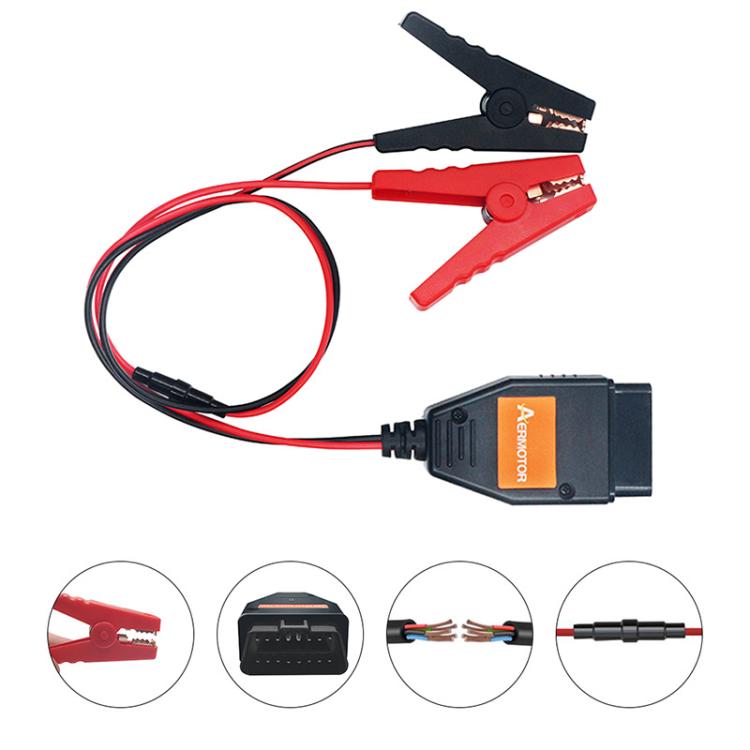 AERMOTOR Car ECU OBD2 Connector Battery Charging Clip Emergency Power Off Protector - Red Black