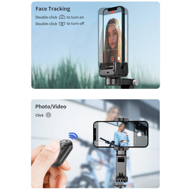 TokQi Q18 Desktop Wireless Remote Control Handheld Gimbal Stabilizer Fill Light Selfie Stick Tripod - Black