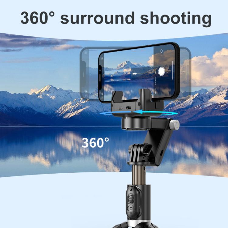 TokQi Q18 Desktop Wireless Remote Control Handheld Gimbal Stabilizer Fill Light Selfie Stick Tripod - Black