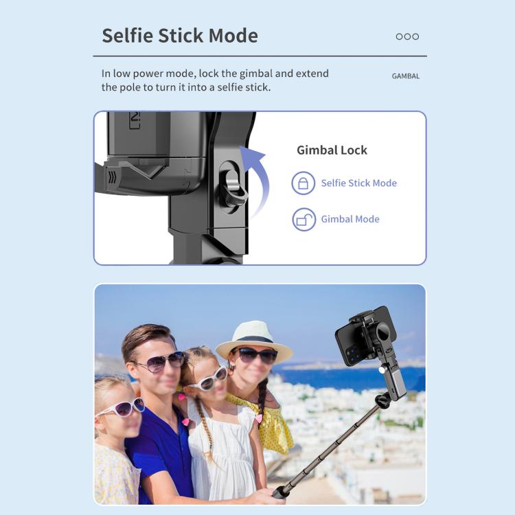 TokQi Q18 Desktop Wireless Remote Control Handheld Gimbal Stabilizer Fill Light Selfie Stick Tripod - Black