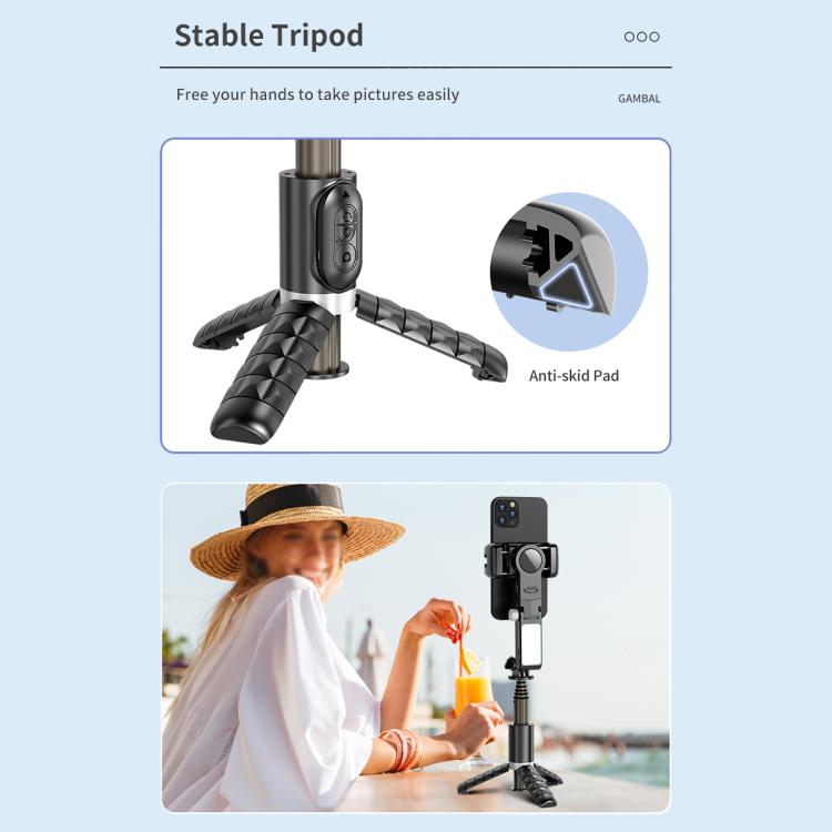 TokQi Q18 Desktop Wireless Remote Control Handheld Gimbal Stabilizer Fill Light Selfie Stick Tripod - Black