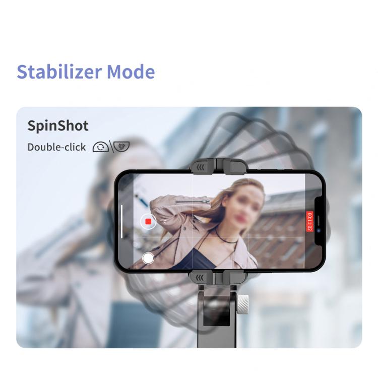 TokQi Q18 Desktop Wireless Remote Control Handheld Gimbal Stabilizer Fill Light Selfie Stick Tripod - Black