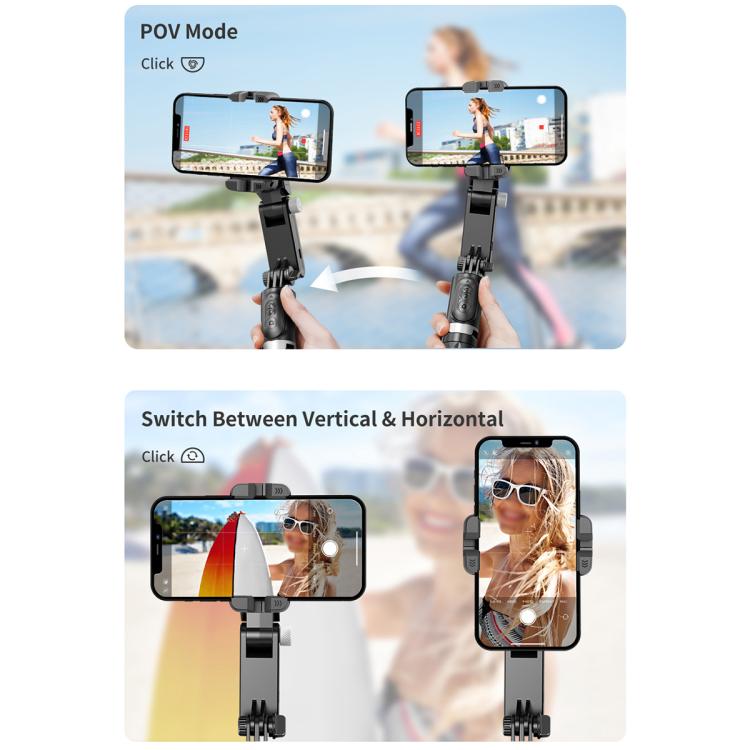 TokQi Q18 Desktop Wireless Remote Control Handheld Gimbal Stabilizer Fill Light Selfie Stick Tripod - Black
