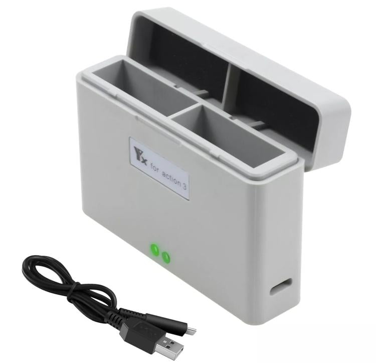 For DJI Action 3 / Action 4 Camera YX 2-Way Charger Battery Manager - Gray
