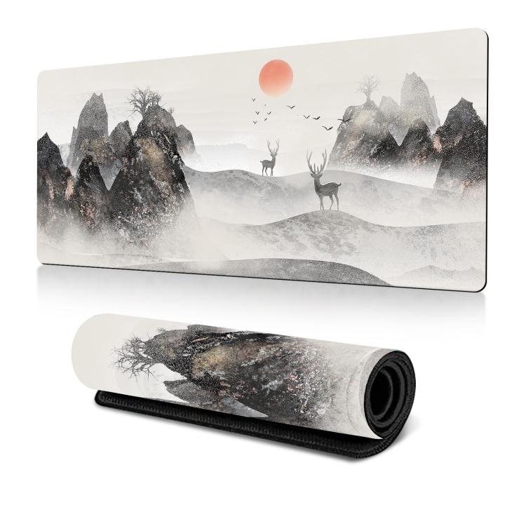 400x900x2mm Ink Painting Cherry Blossom Rubber Non-Slip Mouse Pad Desk Mat