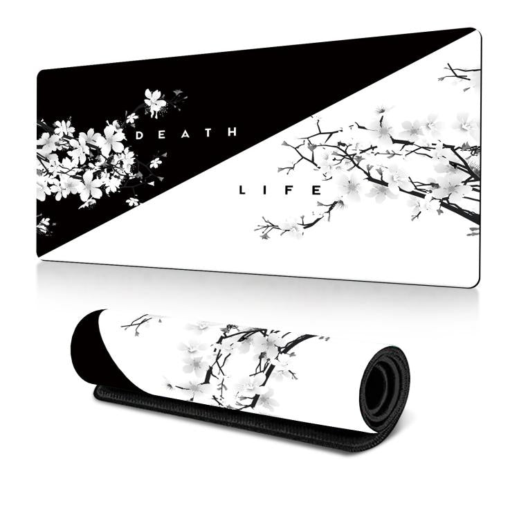 400x900x2mm Ink Painting Cherry Blossom Rubber Non-Slip Mouse Pad Desk Mat