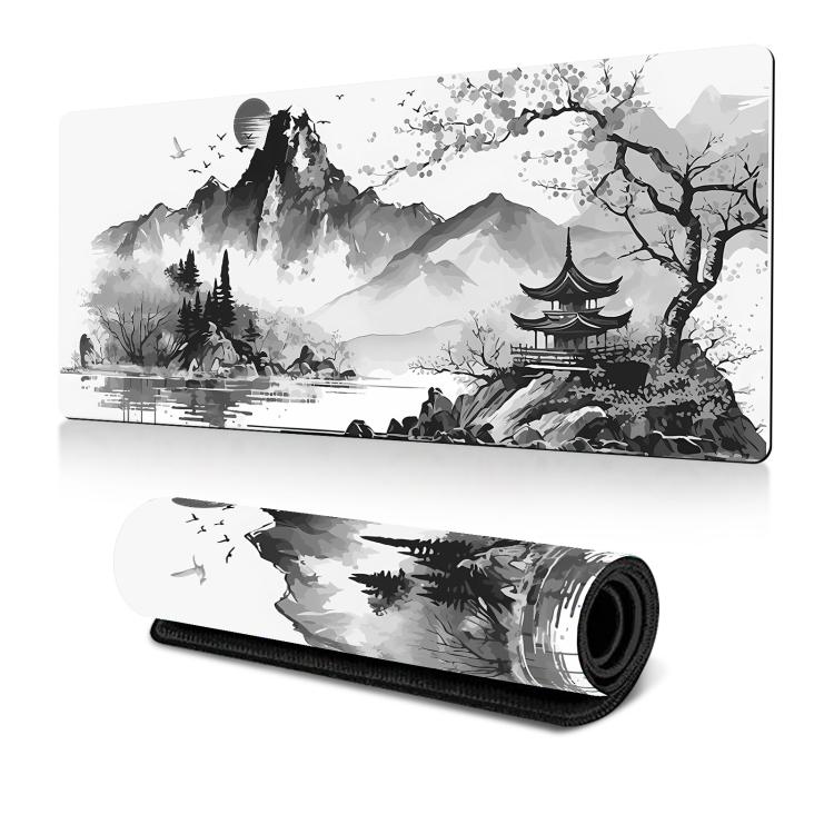400x900x2mm Ink Painting Cherry Blossom Rubber Non-Slip Mouse Pad Desk Mat