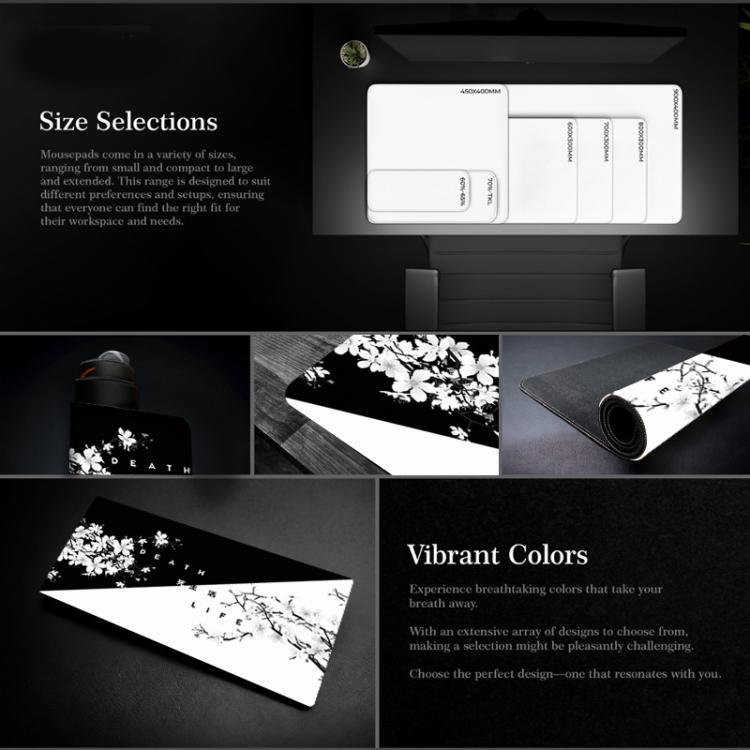400x900x2mm Ink Painting Cherry Blossom Rubber Non-Slip Mouse Pad Desk Mat