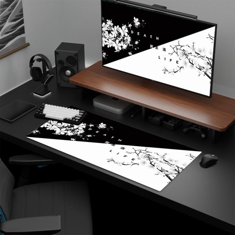 400x900x2mm Ink Painting Cherry Blossom Rubber Non-Slip Mouse Pad Desk Mat