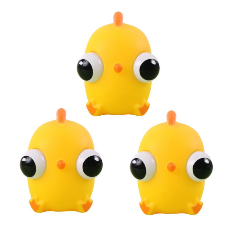 3pcs /Pack Kawaii Squeeze Eye-Popping Toys Set Cartoon Animal Decompression Toys, Style: Chicken