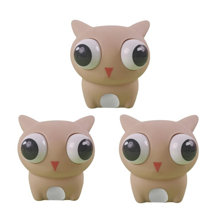 3pcs /Pack Kawaii Squeeze Eye-Popping Toys Set Cartoon Animal Decompression Toys, Style: Kitten