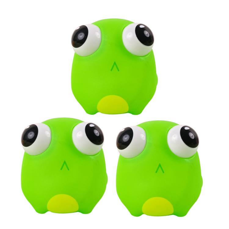 3pcs /Pack Kawaii Squeeze Eye-Popping Toys Set Cartoon Animal Decompression Toys, Style: Frog
