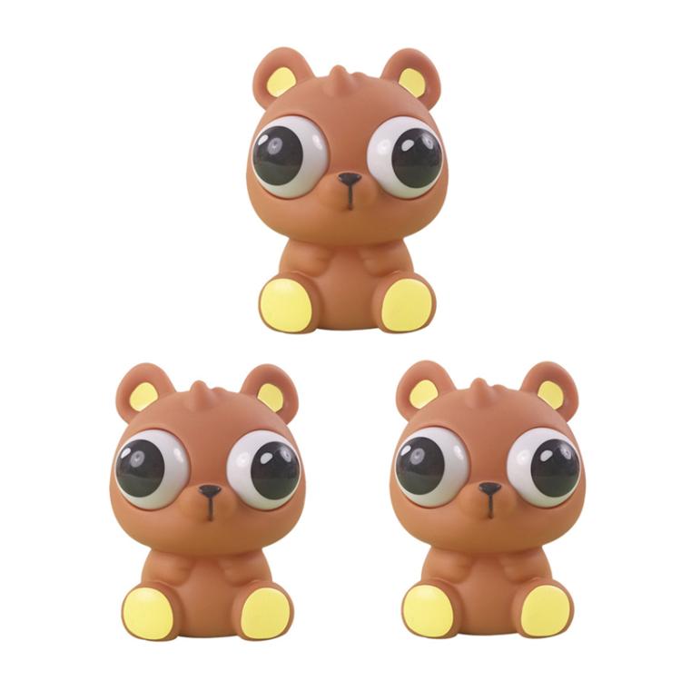 3pcs /Pack Kawaii Squeeze Eye-Popping Toys Set Cartoon Animal Decompression Toys, Style: Bear