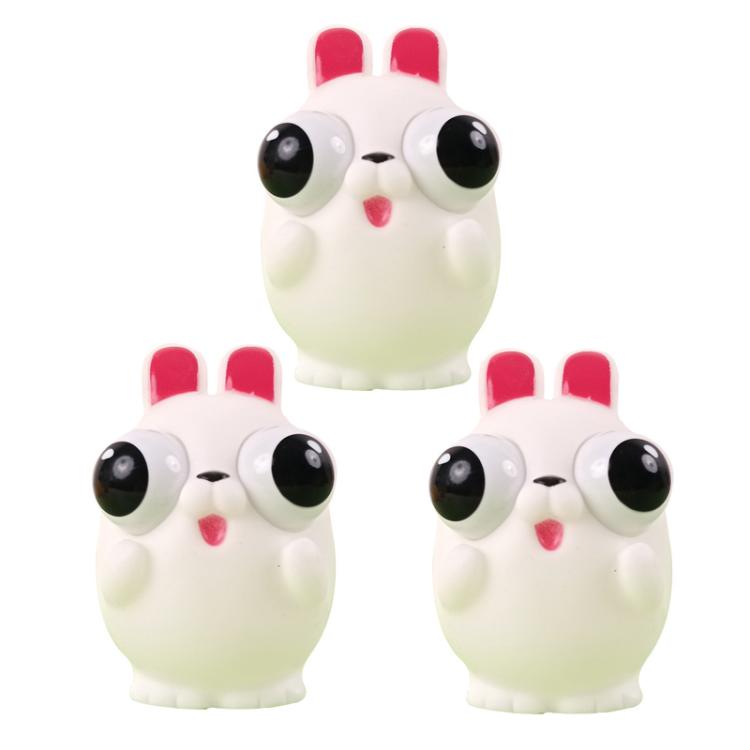 3pcs /Pack Kawaii Squeeze Eye-Popping Toys Set Cartoon Animal Decompression Toys, Style: Rabbit