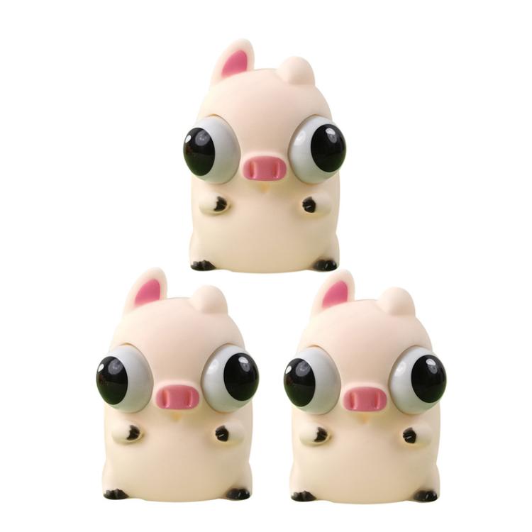 3pcs /Pack Kawaii Squeeze Eye-Popping Toys Set Cartoon Animal Decompression Toys, Style: Pig