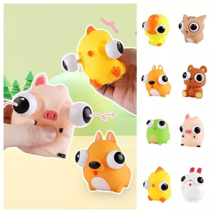 3pcs /Pack Kawaii Squeeze Eye-Popping Toys Set Cartoon Animal Decompression Toys, Style: Kitten