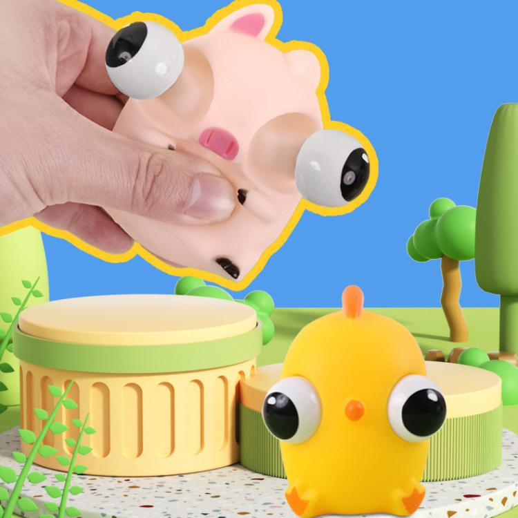 3pcs /Pack Kawaii Squeeze Eye-Popping Toys Set Cartoon Animal Decompression Toys, Style: Chicken