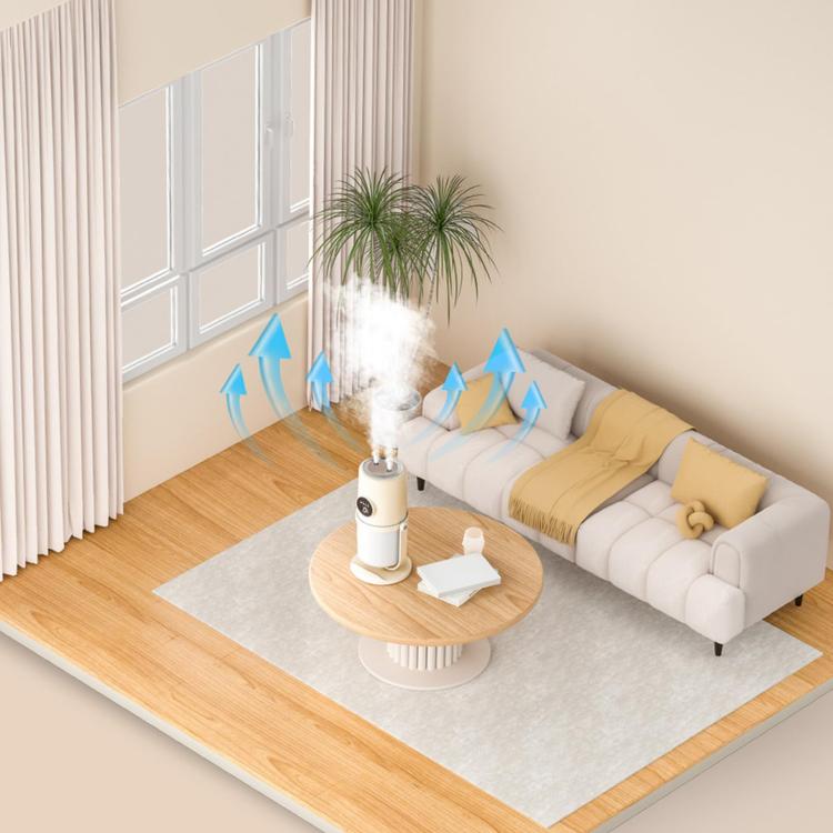 Desktop Dual Port Humidifier Portable Mini Air Purifier With Nightlight, Color: Beige+Base