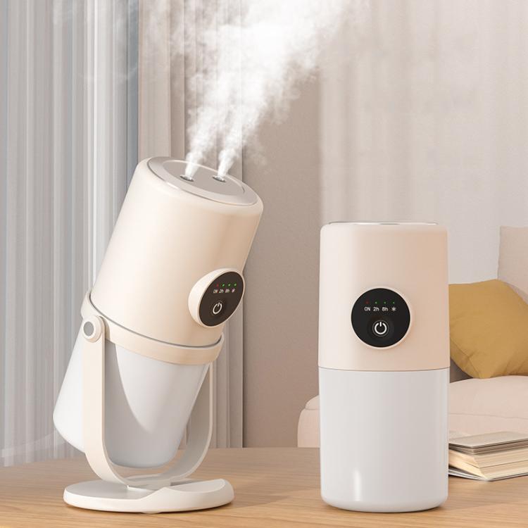 Desktop Dual Port Humidifier Portable Mini Air Purifier With Nightlight, Color: Beige+Base