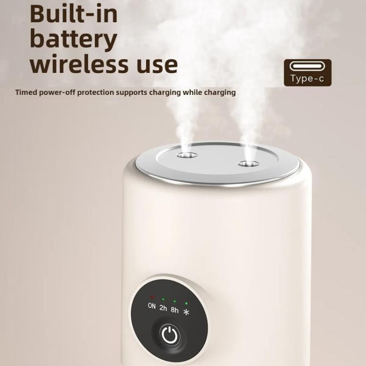 Desktop Dual Port Humidifier Portable Mini Air Purifier With Nightlight, Color: Beige