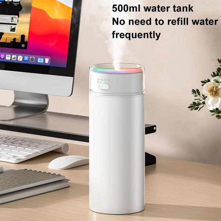Dazzling Cup Humidifier Large Mist Volume Timing Ambient Light Car Household Large Capacity Humidifier, Color: Charging White