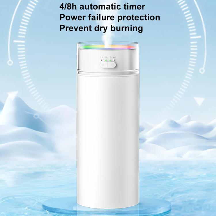 Dazzling Cup Humidifier Large Mist Volume Timing Ambient Light Car Household Large Capacity Humidifier, Color: Charging White