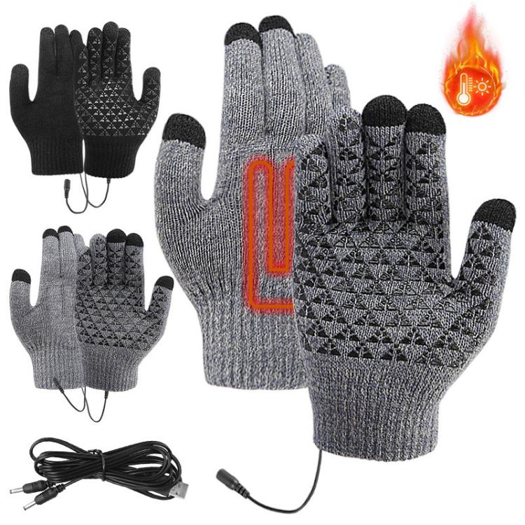 USB Heating Electric Warm Gloves Students Internet Writing Game Thickened Full Finger Knitted Heated Gloves, Size: Uniform