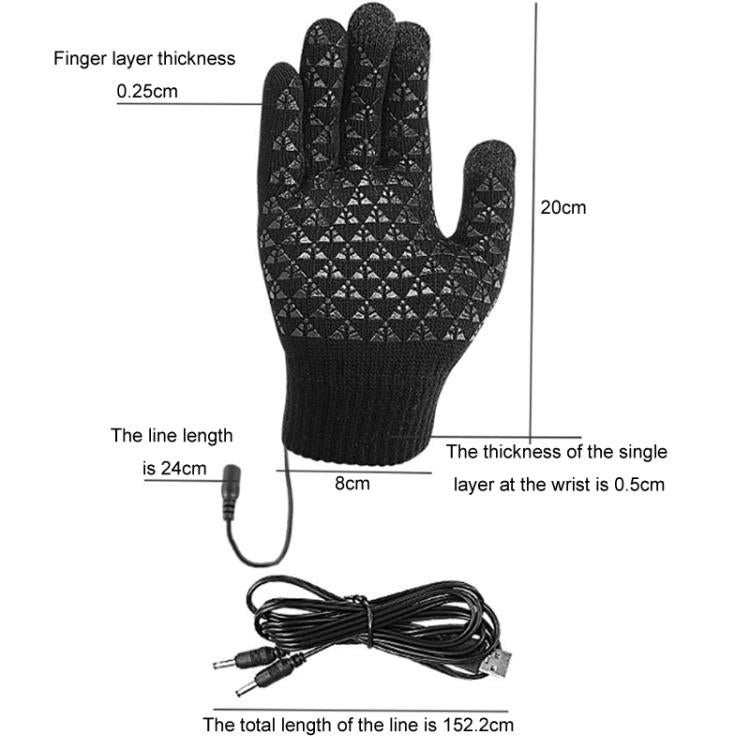 USB Heating Electric Warm Gloves Students Internet Writing Game Thickened Full Finger Knitted Heated Gloves, Size: Uniform