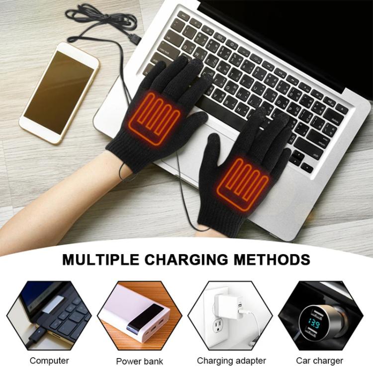 USB Heating Electric Warm Gloves Students Internet Writing Game Thickened Full Finger Knitted Heated Gloves, Size: Uniform