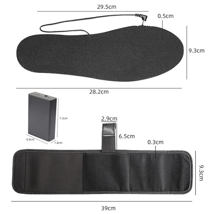 Strap Portable Men Women Cuttable Heating Insoles Washable Foot Warm EVA Electric Heated Shoes Pad, Size: Uniform  - 35-44 - Black