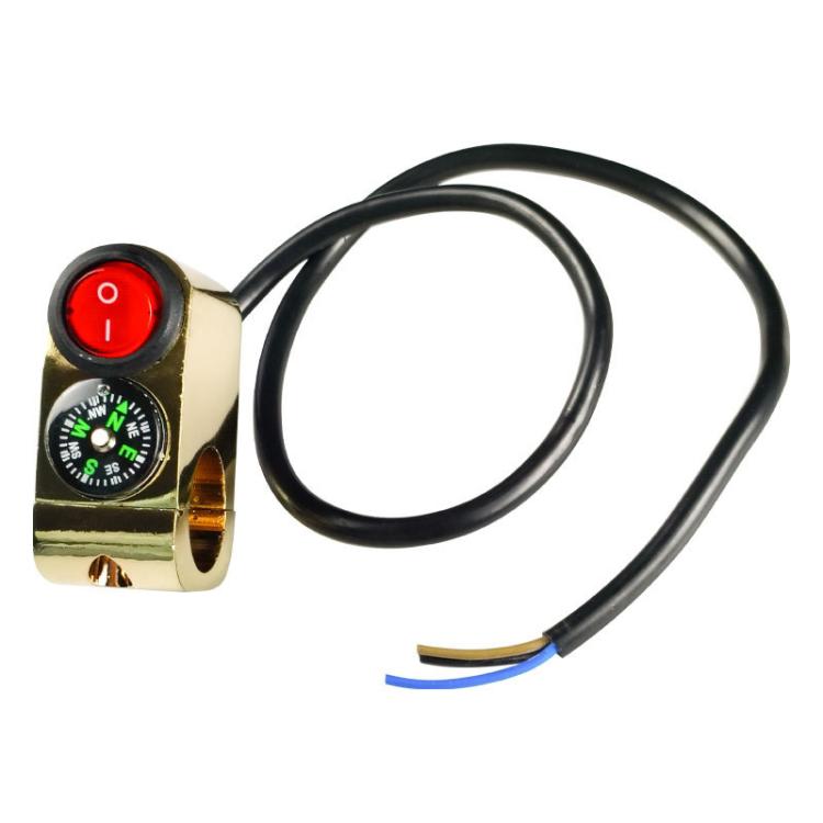 Motorbike Tap Handle Switch Compass Type Dual Flash High And Low Beam Spotlight Switch - Gold