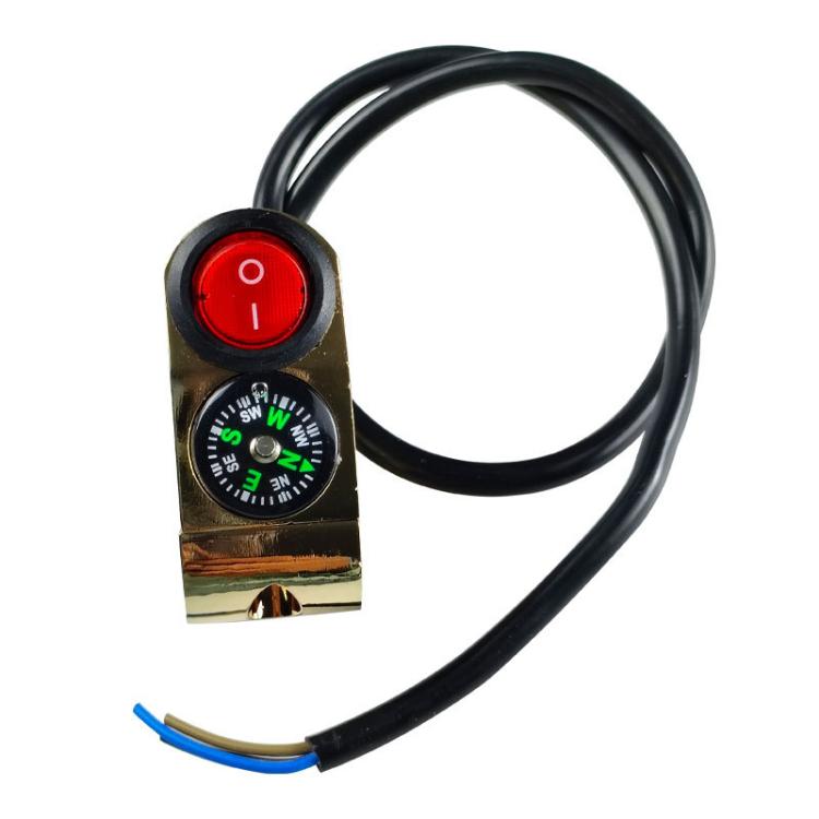 Motorbike Tap Handle Switch Compass Type Dual Flash High And Low Beam Spotlight Switch - Gold