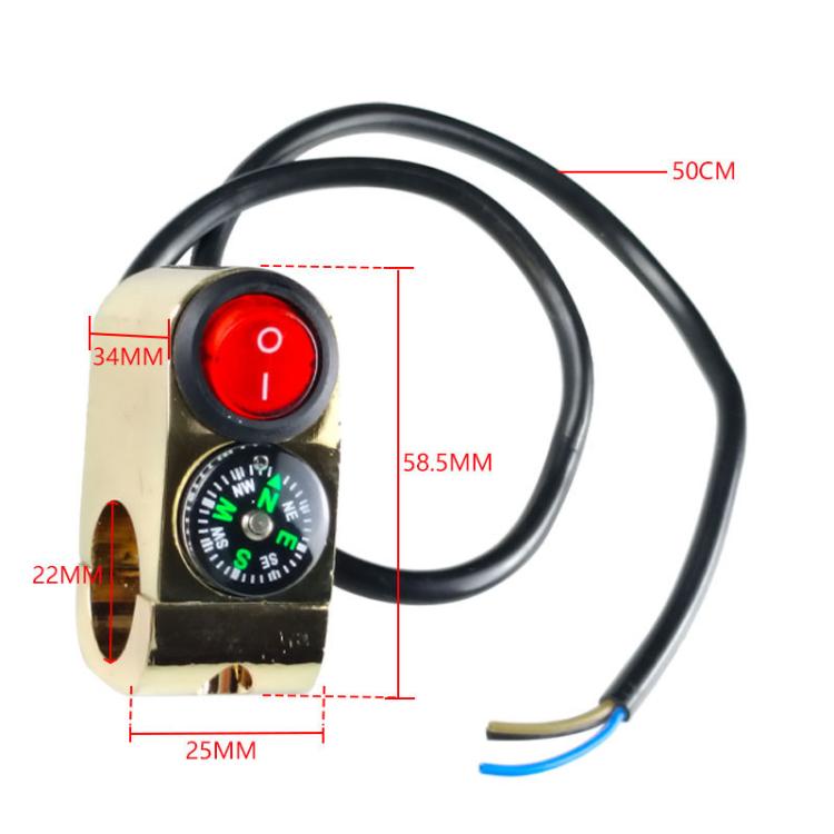 Motorbike Tap Handle Switch Compass Type Dual Flash High And Low Beam Spotlight Switch - Gold