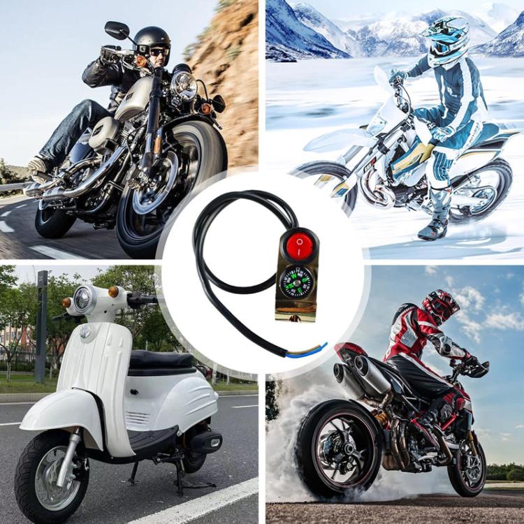 Motorbike Tap Handle Switch Compass Type Dual Flash High And Low Beam Spotlight Switch - Gold