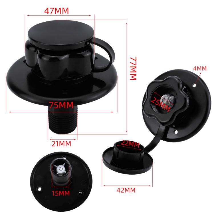 RV Ship Flange Threaded Leak-proof Water Inlet Connector Check Valve, Specifications: Black 3