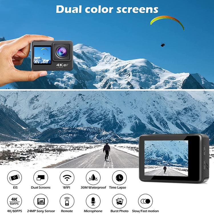 WIFI Wide-angle EIS Anti-shake Touch Color Dual-screen Remote Control Video Sports Camera - Q60TR