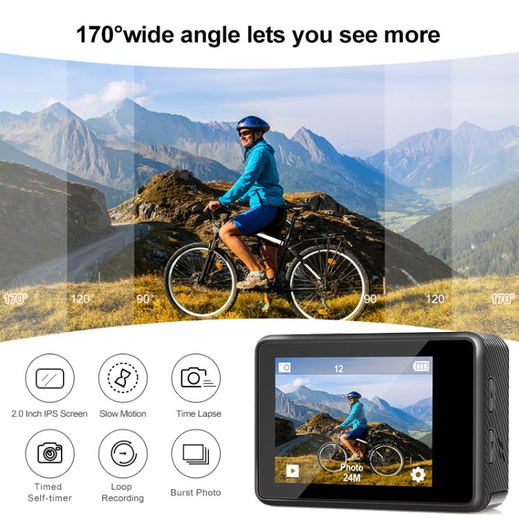 WIFI Wide-angle EIS Anti-shake Touch Color Dual-screen Remote Control Video Sports Camera - Q60TR