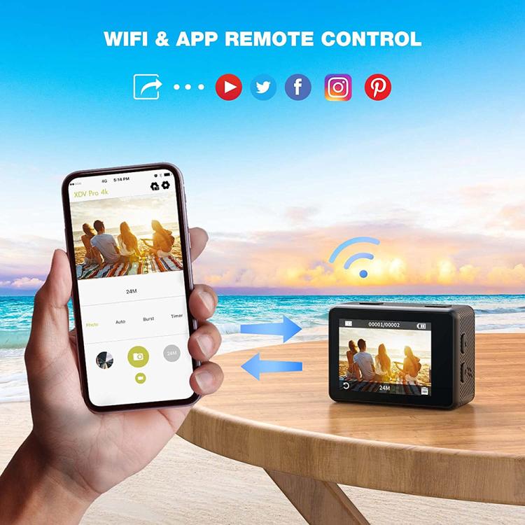 WIFI Wide-angle EIS Anti-shake Touch Color Dual-screen Remote Control Video Sports Camera - Q60TR