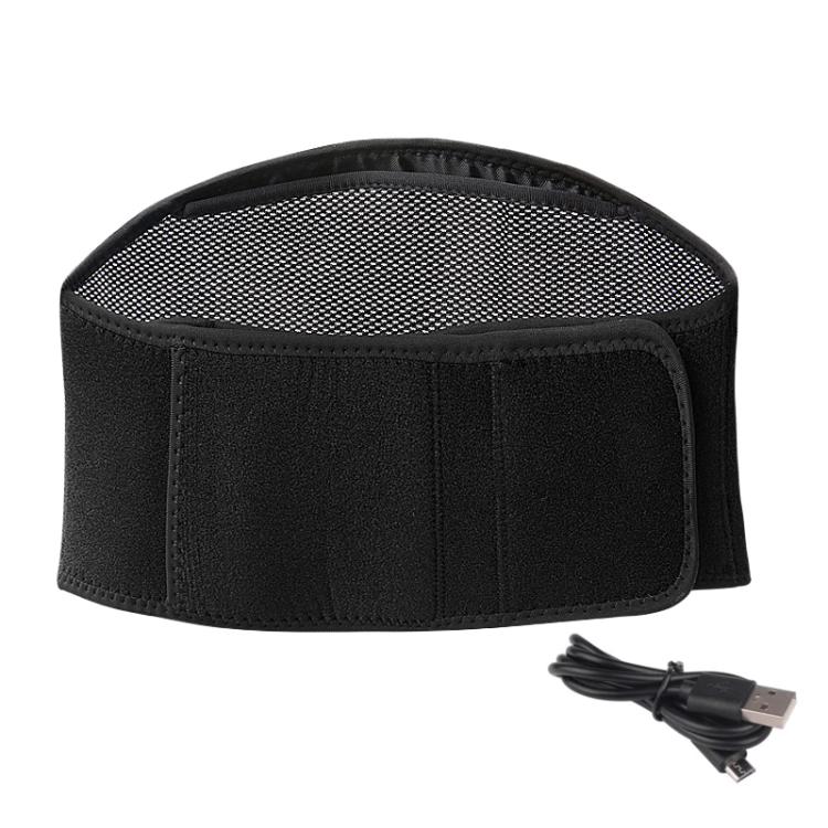 USB Electric Heating Warming Anti-cold Waist Protector Adjustable Sport Support Heat Pad Therapy Waist Belt, Size: Uniform - Black