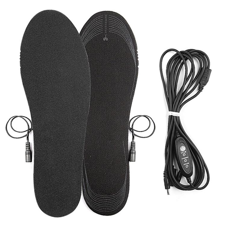 Men Women USB Electric Heated Shoe Insoles Foot Warming Pad Washable Size Free Cutting EVA Heating Insoles, Size: Uniform  - 35-44 - Temp Control-Black