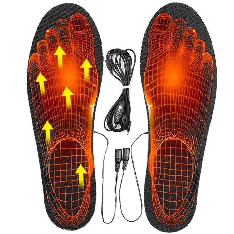 Men Women USB Electric Heated Shoe Insoles Foot Warming Pad Washable Size Free Cutting EVA Heating Insoles, Size: Uniform  - 35-44 - Temp Control-Black