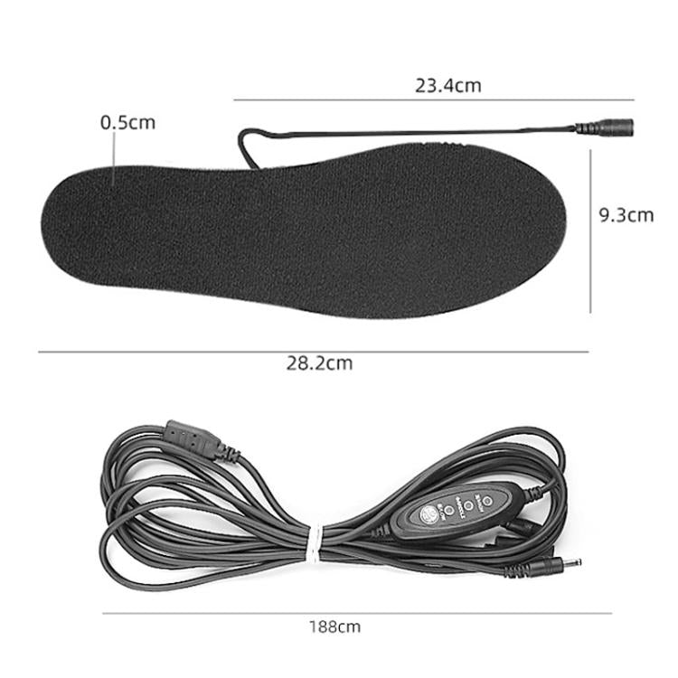 Men Women USB Electric Heated Shoe Insoles Foot Warming Pad Washable Size Free Cutting EVA Heating Insoles, Size: Uniform  - 35-44 - Temp Control-Black