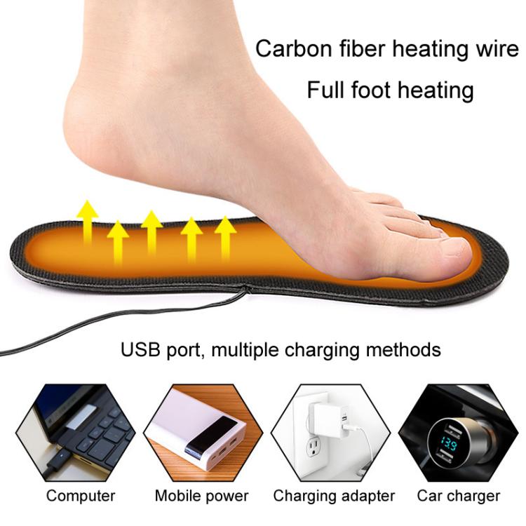 Men Women USB Electric Heated Shoe Insoles Foot Warming Pad Washable Size Free Cutting EVA Heating Insoles, Size: Uniform  - 35-44 - Temp Control-Black