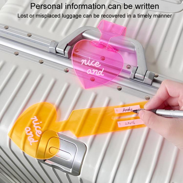 2pcs PVC Fluorescent Love Luggage Tag Baggage Tag Boarding Pass Checked Suitcase Anti-Lost Luggage Label