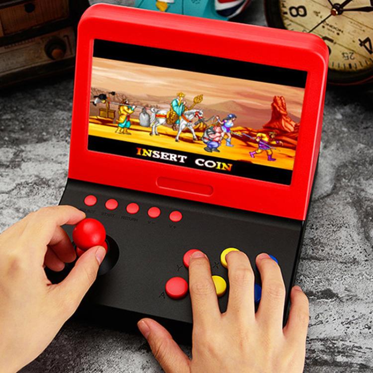 AMPOWN RETRO 7 inch Large Screen Handheld Console Rocker Game Player Open Source Retro Arcade, With Dual Grip - Black Red