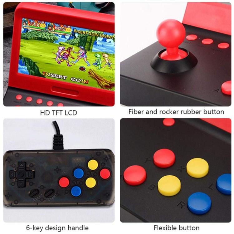 AMPOWN RETRO 7 inch Large Screen Handheld Console Rocker Game Player Open Source Retro Arcade, With Dual Grip - Black Red